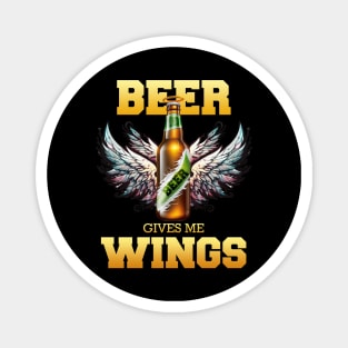 Beer give me wings Version 1 wing Dark Background Magnet